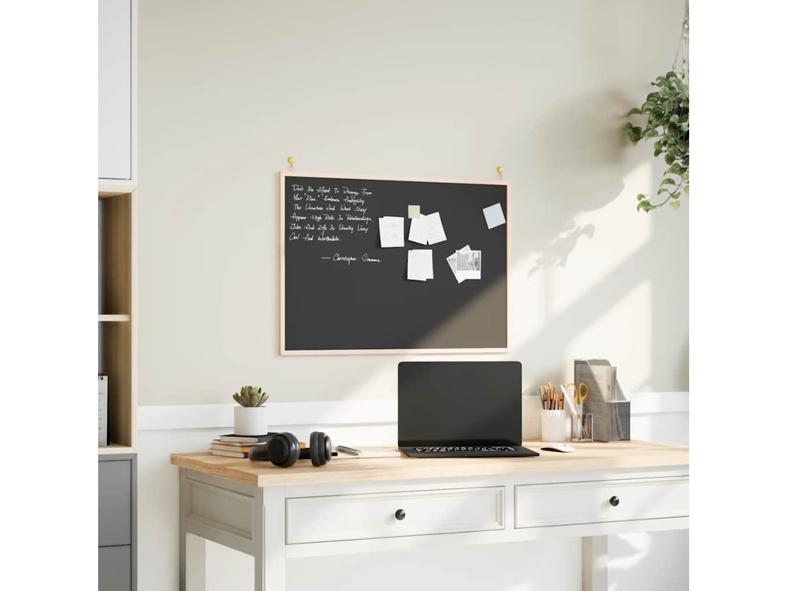 Vidaxl Quadro Negro Com Moldura Em Madeira De Pinho Maciço Preto 80x55 Cm