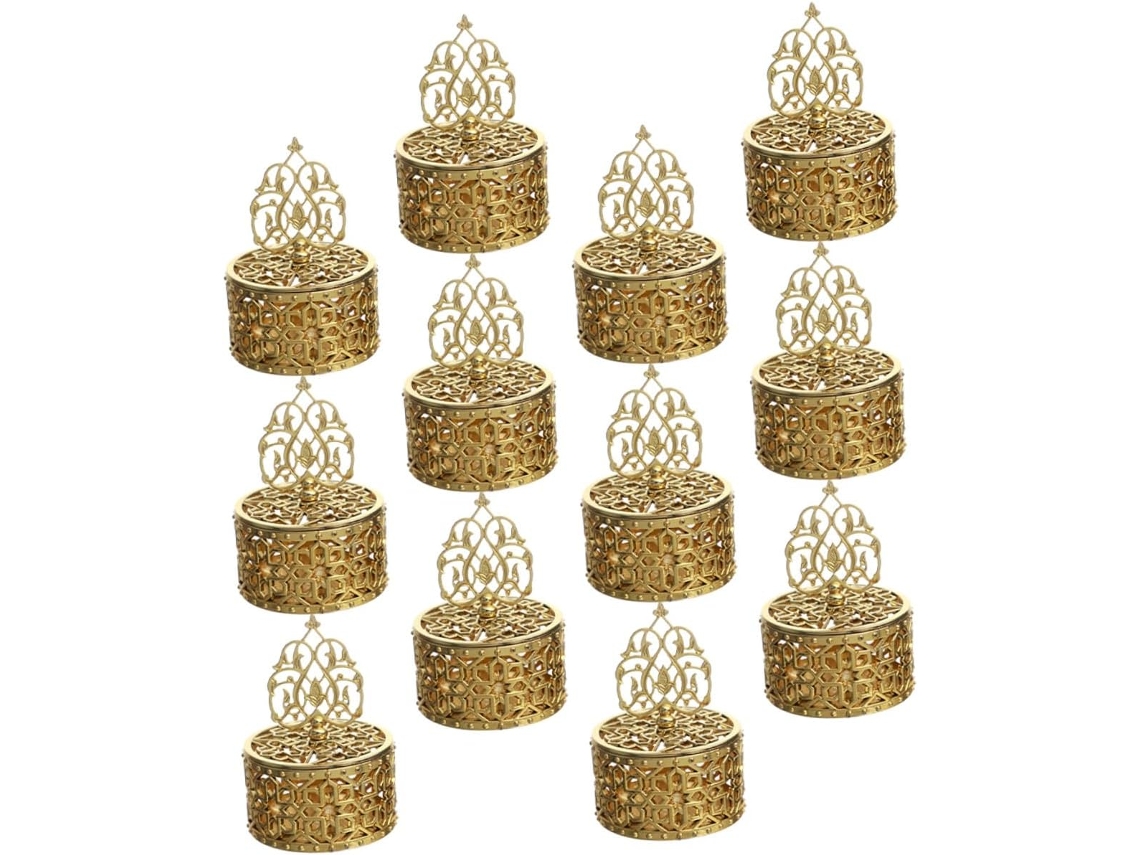 Caixas De Plástico Douradas Pequenas Secfou Para Doces, 12 Unidades, Design Vazado, Ideais Para Festas, Casamentos