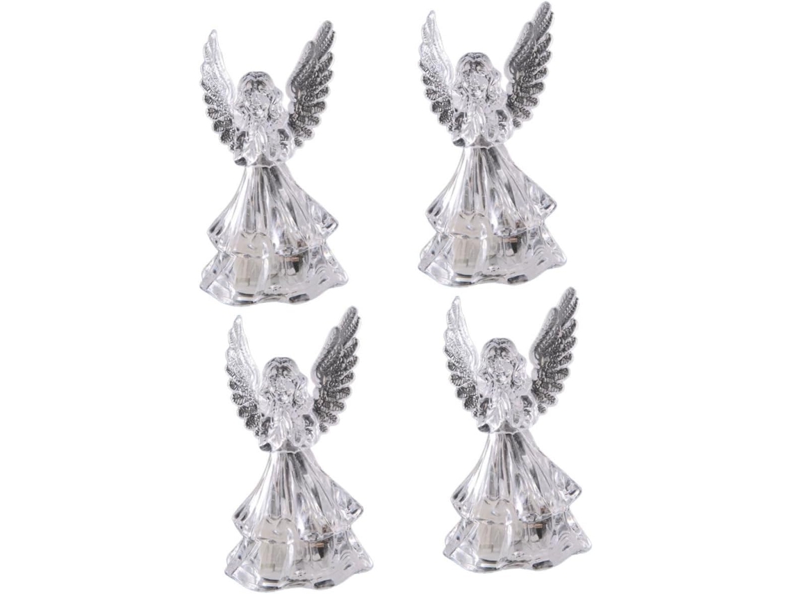 Kombuida Conjunto De 4 Luminárias Noturnas Anjo Em Acrílico Colorido