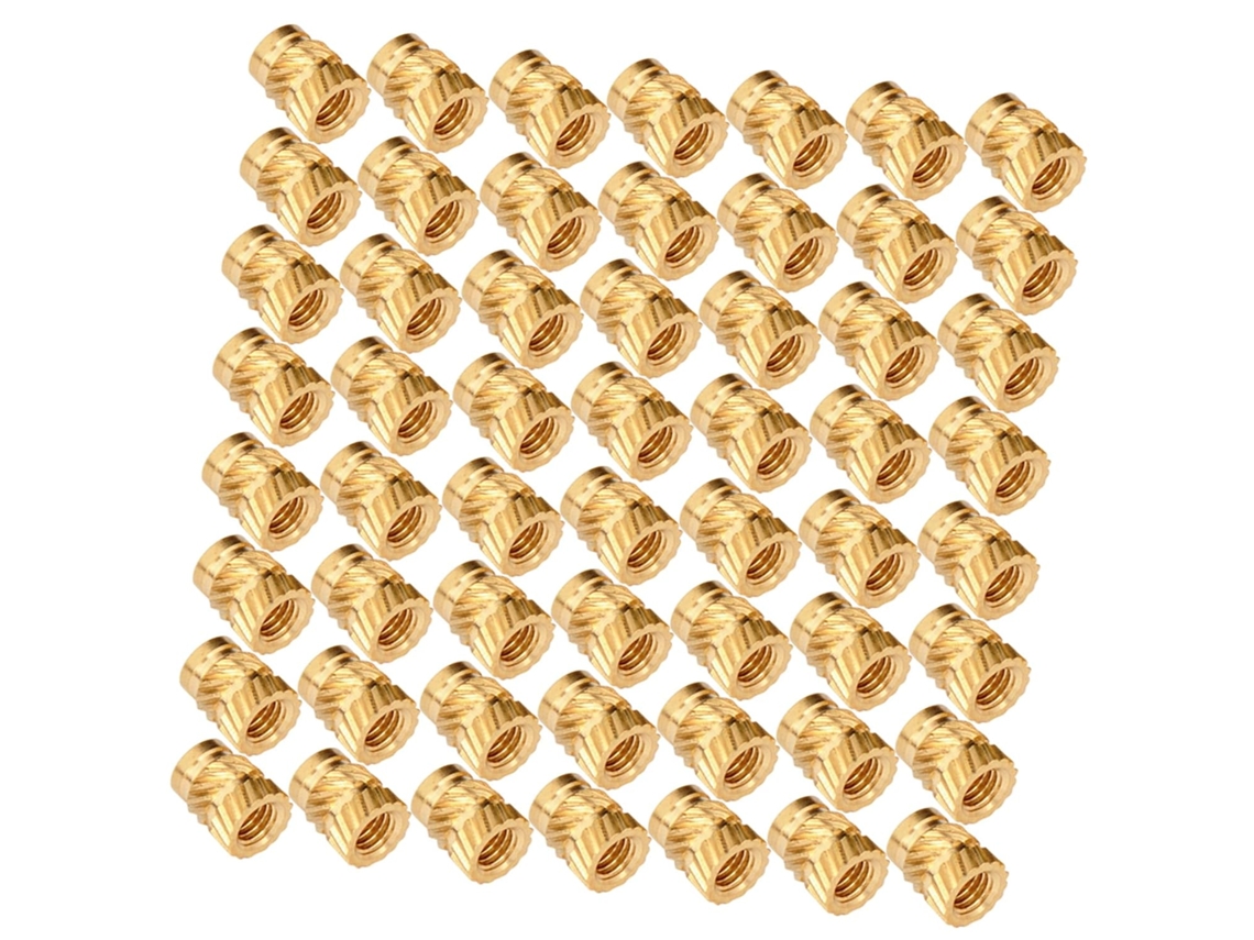 100 Porcas Recartilhadas De Latão Resistentes Ao Calor M3x4,6x5,69