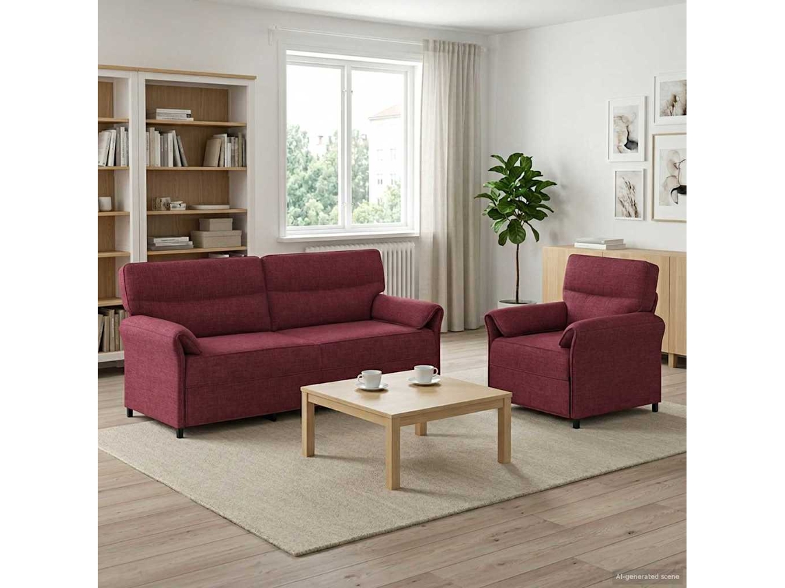 Vidaxl Conjunto De Sofás 2 Unid. Vinho Vermelho Tecido
