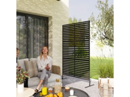 Divisória Decorativa De Metal Preto Para Terraço, Jardim E Varanda Com Design De Rixas