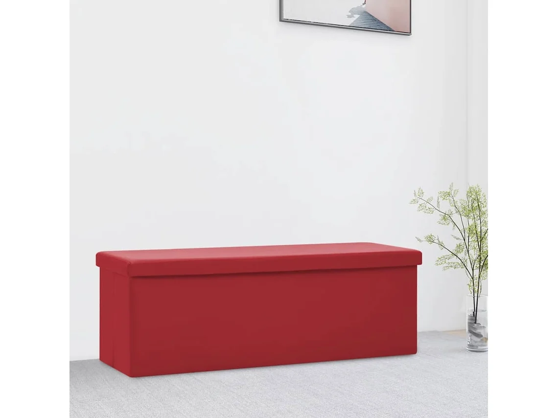 Vidaxl Banco De Arrumação Dobrável Pvc Vermelho Tinto