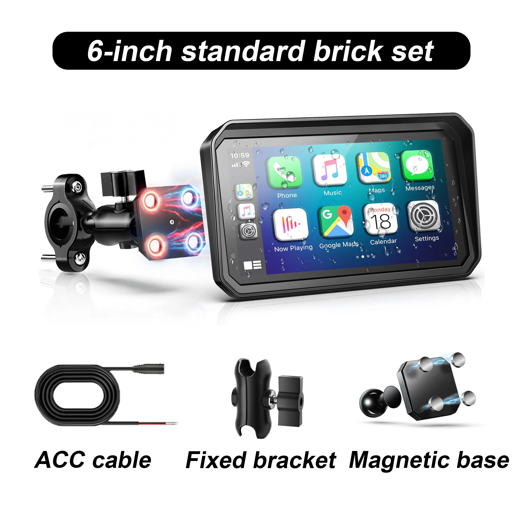 Navegação Gps Carplay Para Motocicleta (6 Polegadas) Com Sistema De Monitoramento Da Pressão Dos Pneus