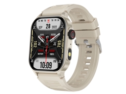 Smartwatch Yizhood Km02 2.01 Inch Bluetooth Chamada Ip68 À Prova De Água Monitorização Da Saúde 370mah (android E Ios Caqui)