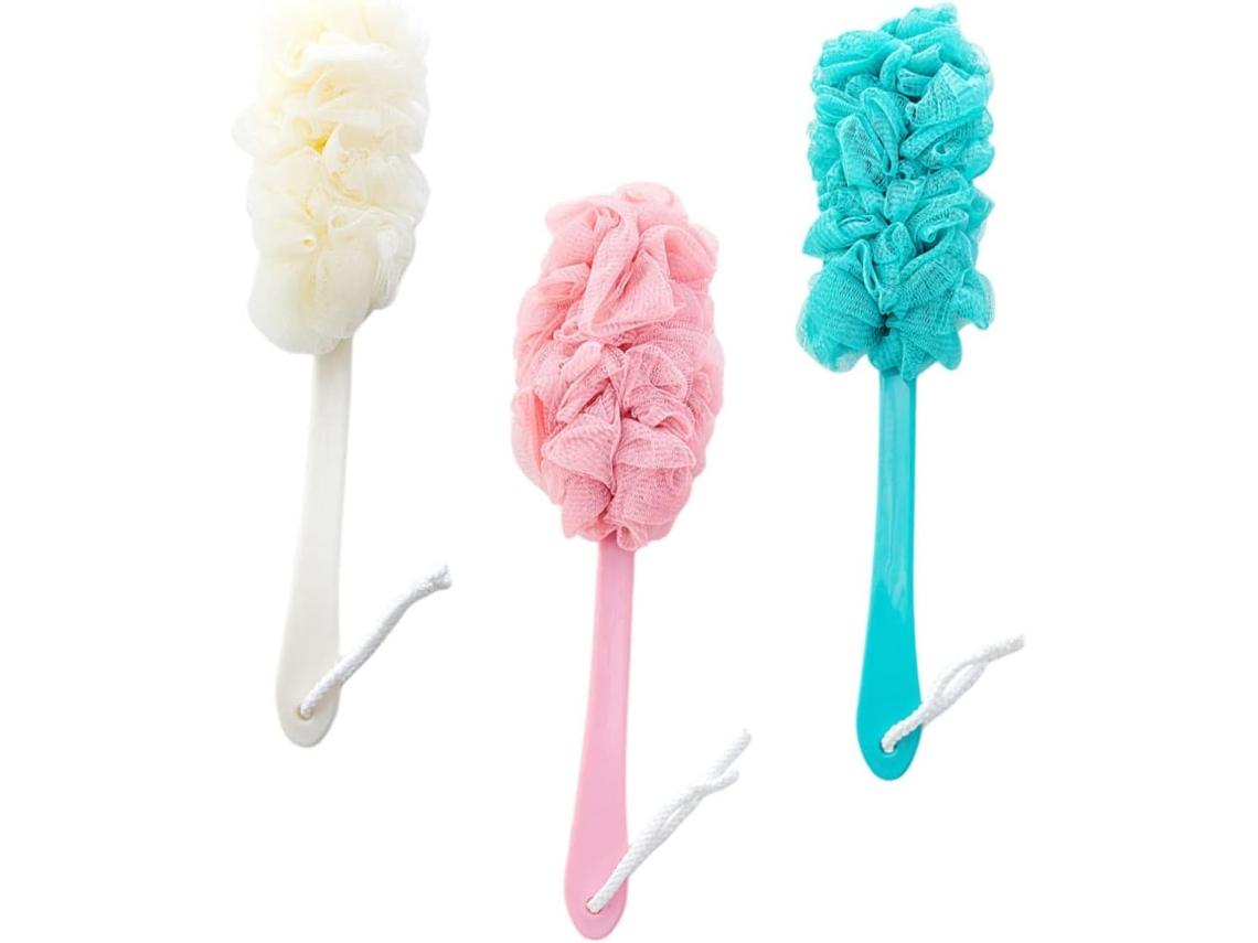 Escova De Banho Com Cabo Longo, Escova Corporal Macia Para Limpeza E Massagem Confortável, Azul, Rosa, Bege