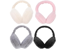 De 4 Protetores Auriculares Aquecidos Femininos, Dobráveis E Macios, Com Pompom, Ideais Para Ambientes Externos Frios.