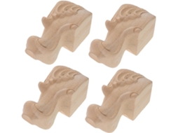 Conjunto De 4 Pés Madeira Maciça Esculpidos Para Móveis, Ideais Para Sofá, Mesa, Armário E Decoração De Sala Estar