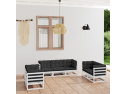 Vidaxl 7 Pcs Conjunto Lounge De Jardim C/ Almofadões Pinho Maciço