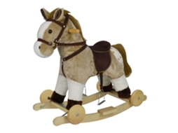 Cavalinho de balanço recheado com rodas Chipolino bege