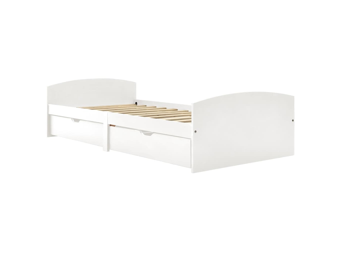 Estrutura de Cama com 2 Gavetas 90x200 cm Pinho Maciço Branco MAISON EXCLUSIVE