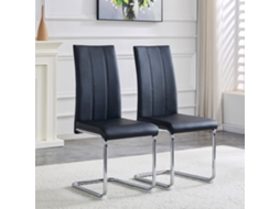 Cadeira De Jantar Moderna Preta, Couro Pu E Estrutura Metálica – Cadeira De Jantar Ergonômica Para Casa Moderna-kd