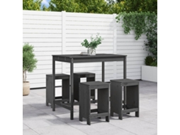 Vidaxl 5 Pcs Conjunto De Bar Para Jardim Pinho Maciço Cinzento