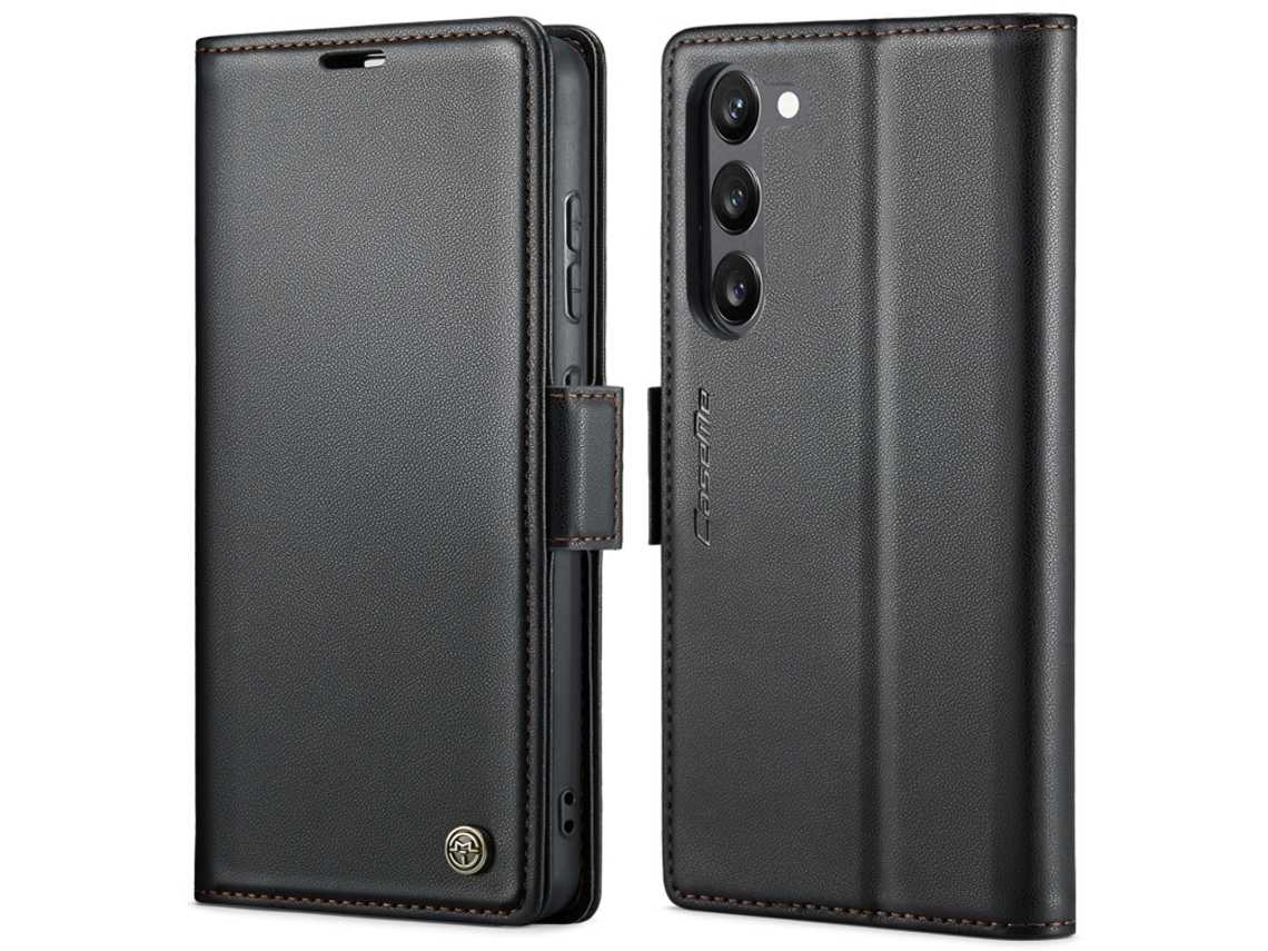 Capa Para Samsung Galaxy S23 Plus 5g Borboleta Fivela Litchi Textura De Telefone De Couro Rfid Antirroubo Preta