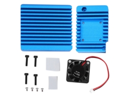 Capa Mini Roteador Alumínio Azul com Cooler Nanopi R2s
