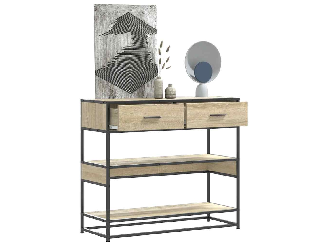 Vidaxl Mesa Consola 90x35x80 Cm Derivados De Madeira Carvalho Sonoma