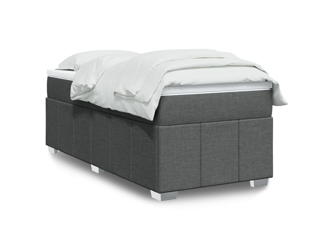 Vidaxl Cama Com Molas/colchão 90x190 Cm Tecido Cinza-escuro