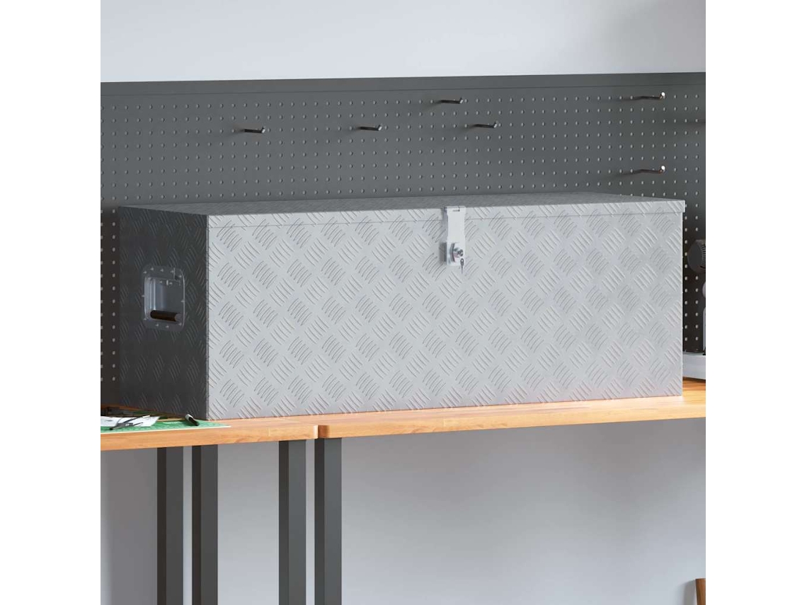 Vidaxl Caixa De Alumínio 110,5x38,5x40 Cm Prateado