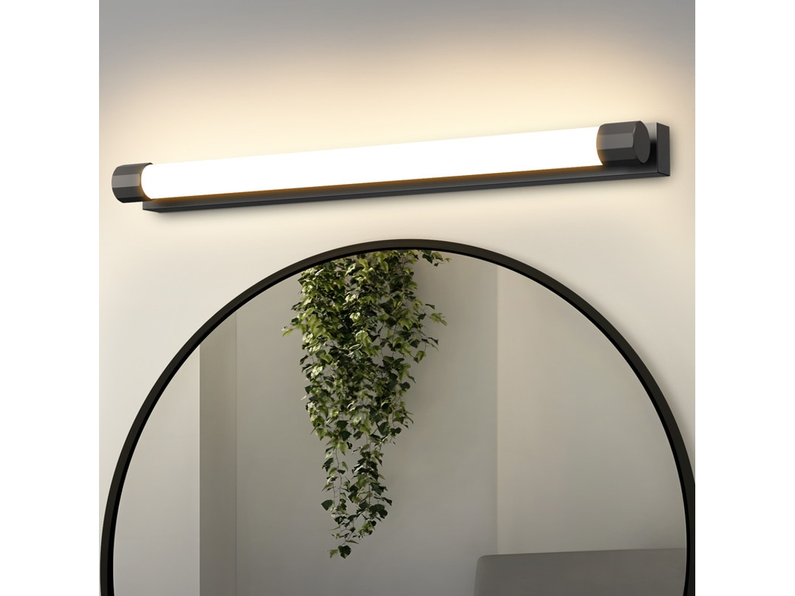 Nettlife Candeeiro De Parede Espelhada De 50 Cm E 10 W Com Led, Preta, Branco Quente 3000 K, À Prova D'água Ip44, Moderna, Para Casa De Banho