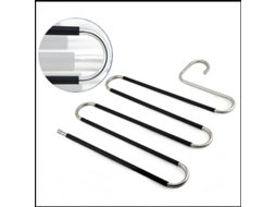 Pacote com 4 cabides para calças Lyx de aço inoxidável multicamadas e espessados, clipe multifuncional em forma de S, antiderrapante