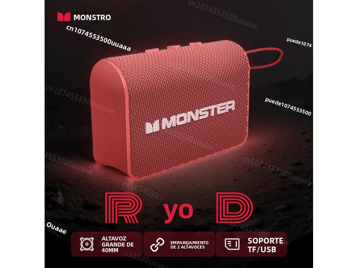 Alto-falante Bluetooth MDUG portátil para uso externo, cor vermelha