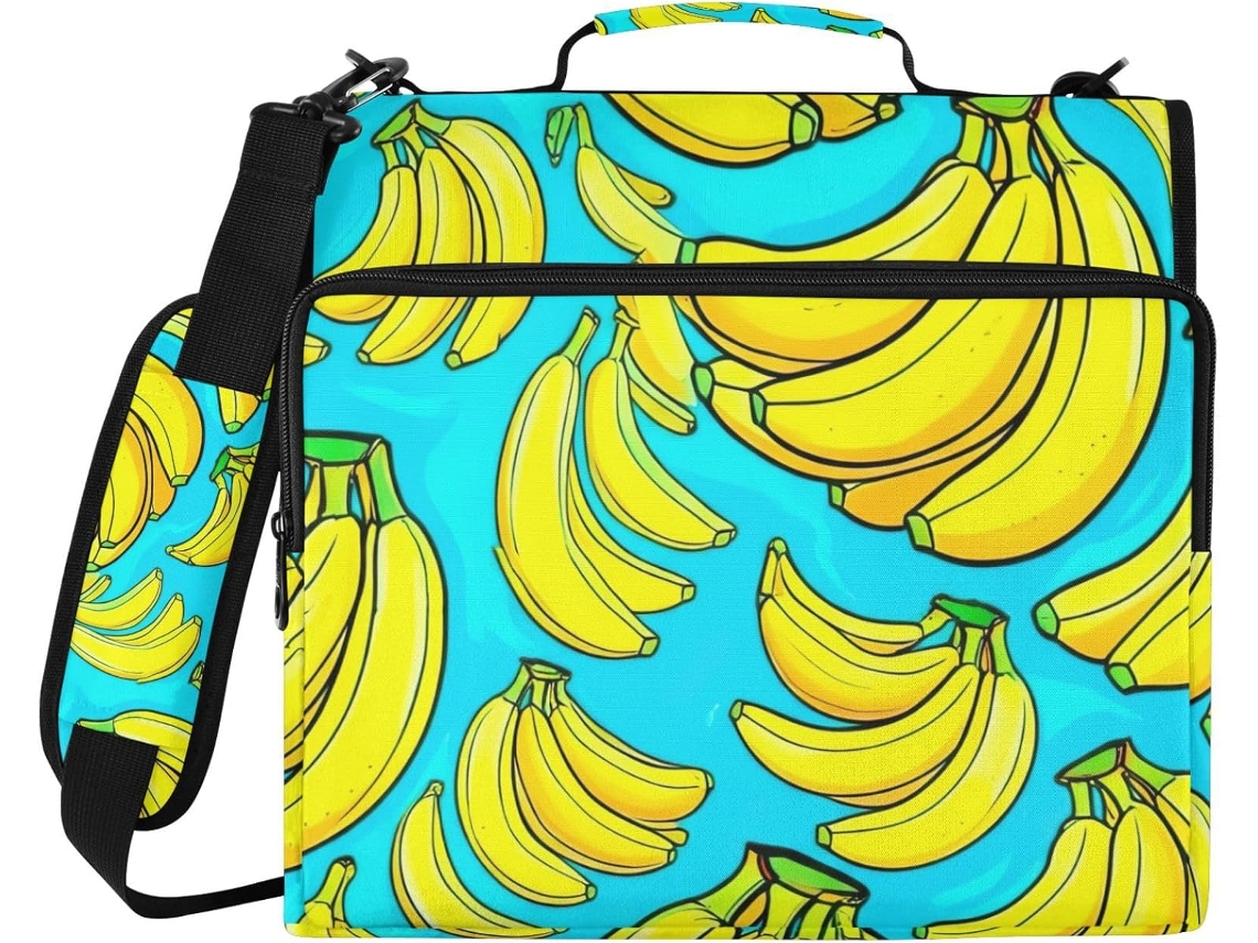 Pasta Amarela Em Formato De Banana Com Fecho 3 Argolas, Organizador Turquesa Resistente À Água Escola E Escritório