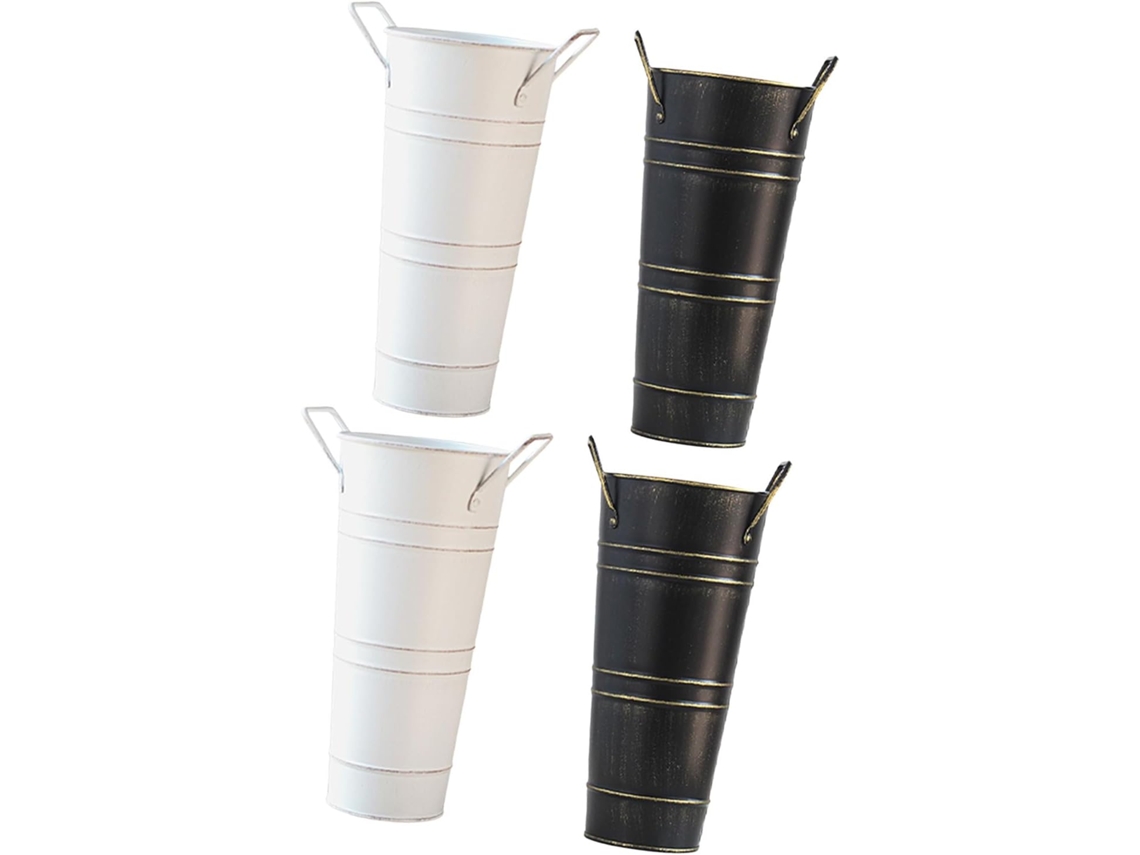 Conjunto De Vasos Metálicos De 23 Cm (9 Polegadas) Com Design Cônico Em Ferro E Alças Laterais Para Sala De Jantar