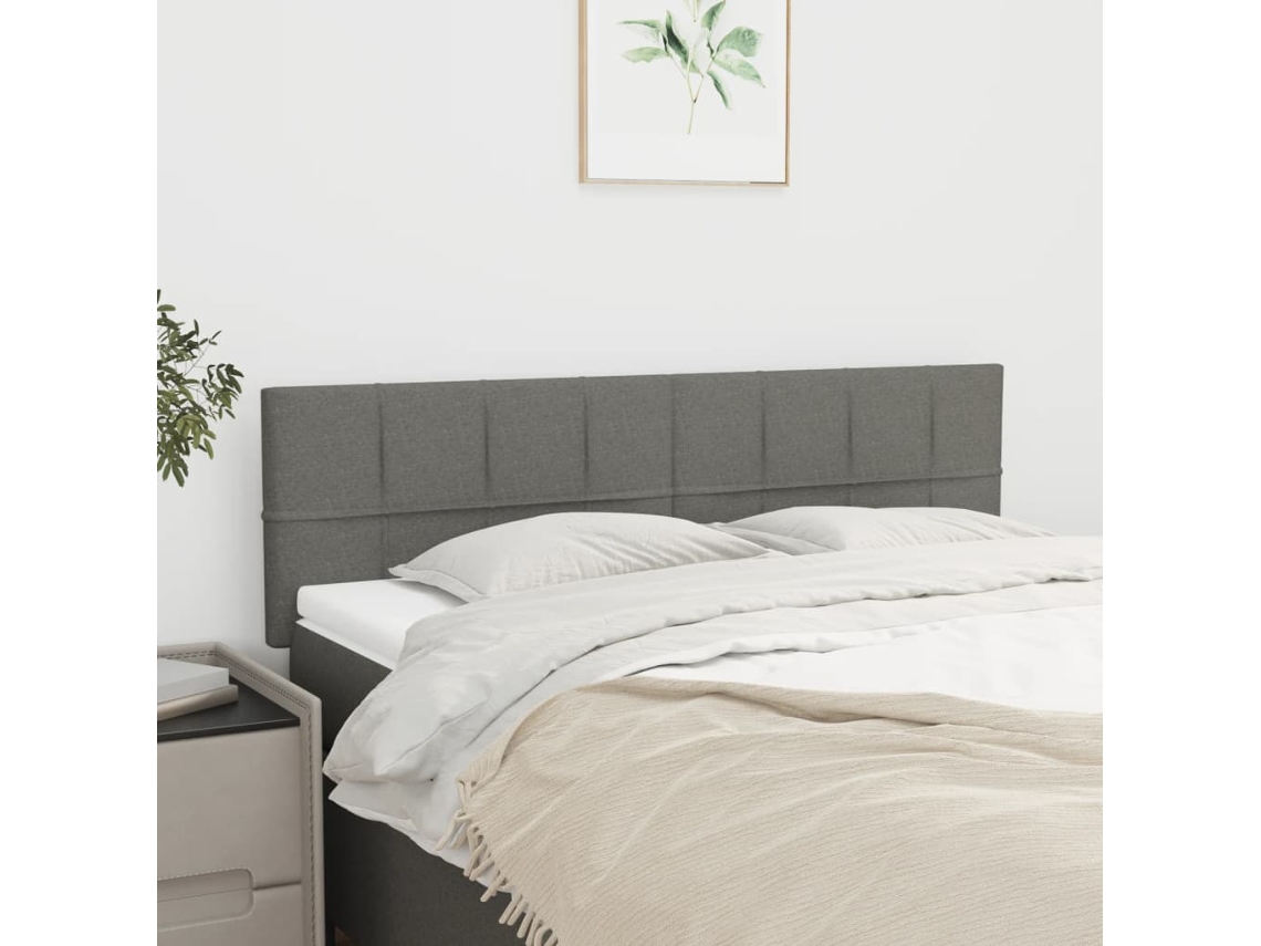 Cabecero 2 piezas Tela 72x5x78/88 cm Gris Oscuro