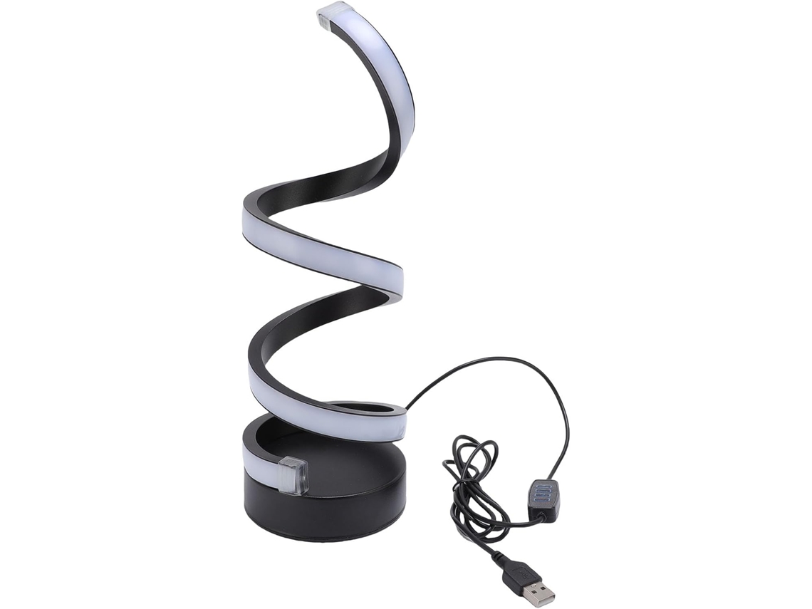 Luminária De Mesa Led Espiral, Rgb Com 7 Cores E 10 Modos De Iluminação Luminária Cabeceira Moderna Em Alumínio