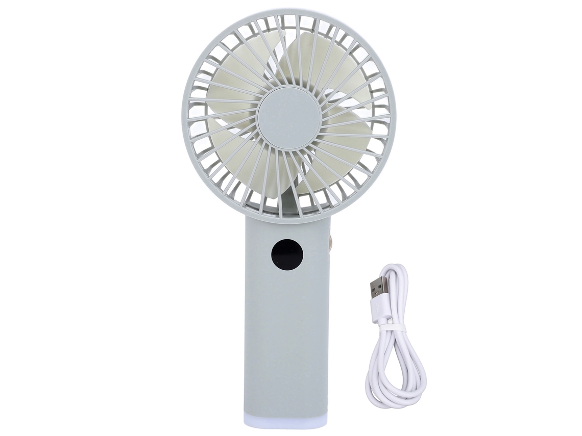 Ventilador portátil de mão USB, recarregável, 5 velocidades, luz noturna, ajustável 90°, com base azul S/MARCA