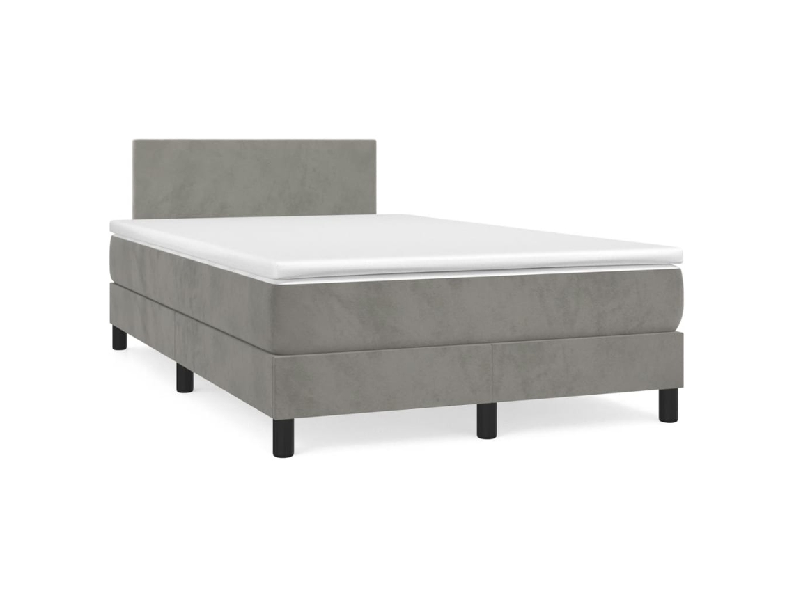 Vidaxl Cama Boxspring com Colchão 120x190 Cm Veludo Cinzento claro