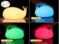 Lurelia Abajur Infantil Em Forma De Baleia Com Silicone Sem Bpa, Recarregável Usb, Sensor De Toque E Rgb Para Bebé E Crianças
