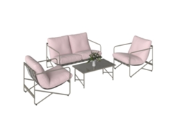 Conjunto De Mobiliário De Jardim Para Exterior, Composto Por Quatro Peças: Um Sofá De Dois Lugares, Duas Poltronas