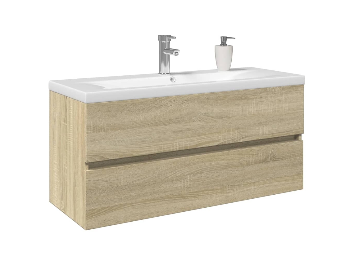Vidaxl 2 Pcs Conj. Móveis De Wc Cerâmica E Derivados De Madeira
