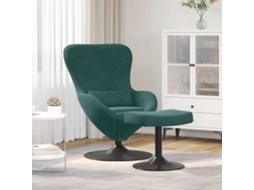 Vidaxl Cadeira Egg Com Puff Verde Escuro Veludo