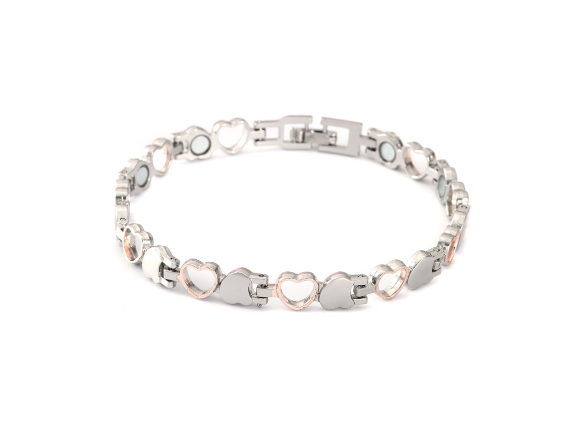 Pulseira De Cobre, Bracelete Magnética Em Formato De Coração, Um Presente Ideal Para Casais (prateado E Ouro Rosa) Spqment