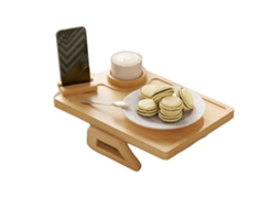 Bandeja Para Braço De Sofá, Bambu, 33 Cm X 23 Cm X 5 Cm, Retângulo, Suporte Rotativo 360°, Base Antiderrapante