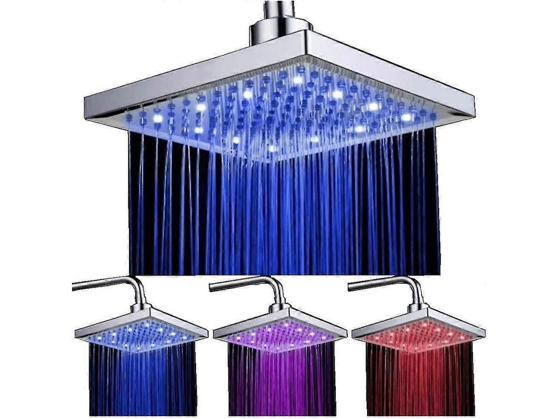 Chuveiro Quadrado Com Sensor De Temperatura E Luz Led De 3 Cores