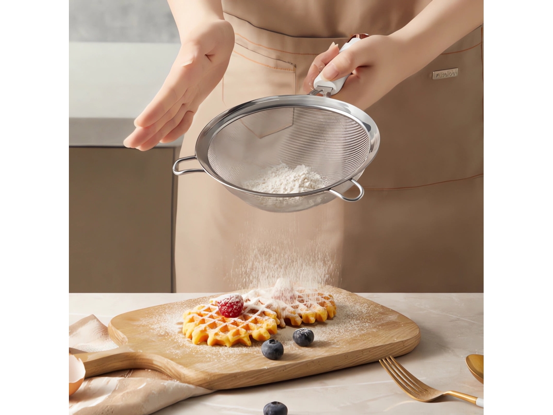 Peneira De Farinha Manual Em Aço Inoxidável - Filtro De Malha Portátil Para Ingredientes De Pastelaria