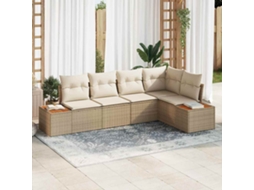 Vidaxl Conjunto De Sofá De Jardim 5 Unid. Bege Rattan Sintético