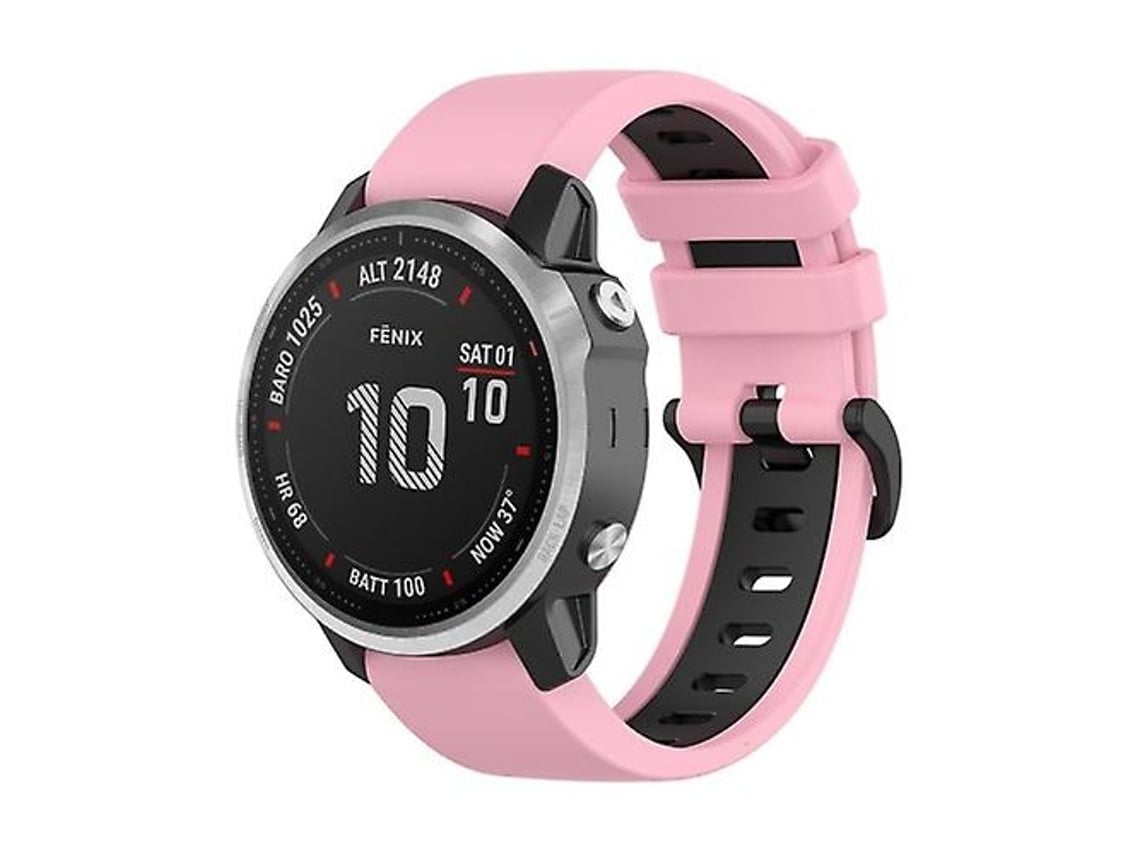 Lurelia Pulseira, Compatível Com Garmin Fenix 6s Pro 22mm Silicone Sport Watch Band Bicolor Rosa Preto, Acabamento Moderno