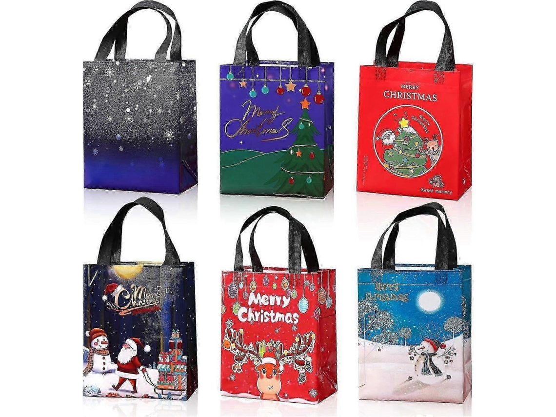 Conjunto De 6 Sacolas Presente Natal, Natal Reutilizáveis, Para Doces, Multifuncionais Em Tecido Não Tecido, Embalagens Presentes, Aquaforge