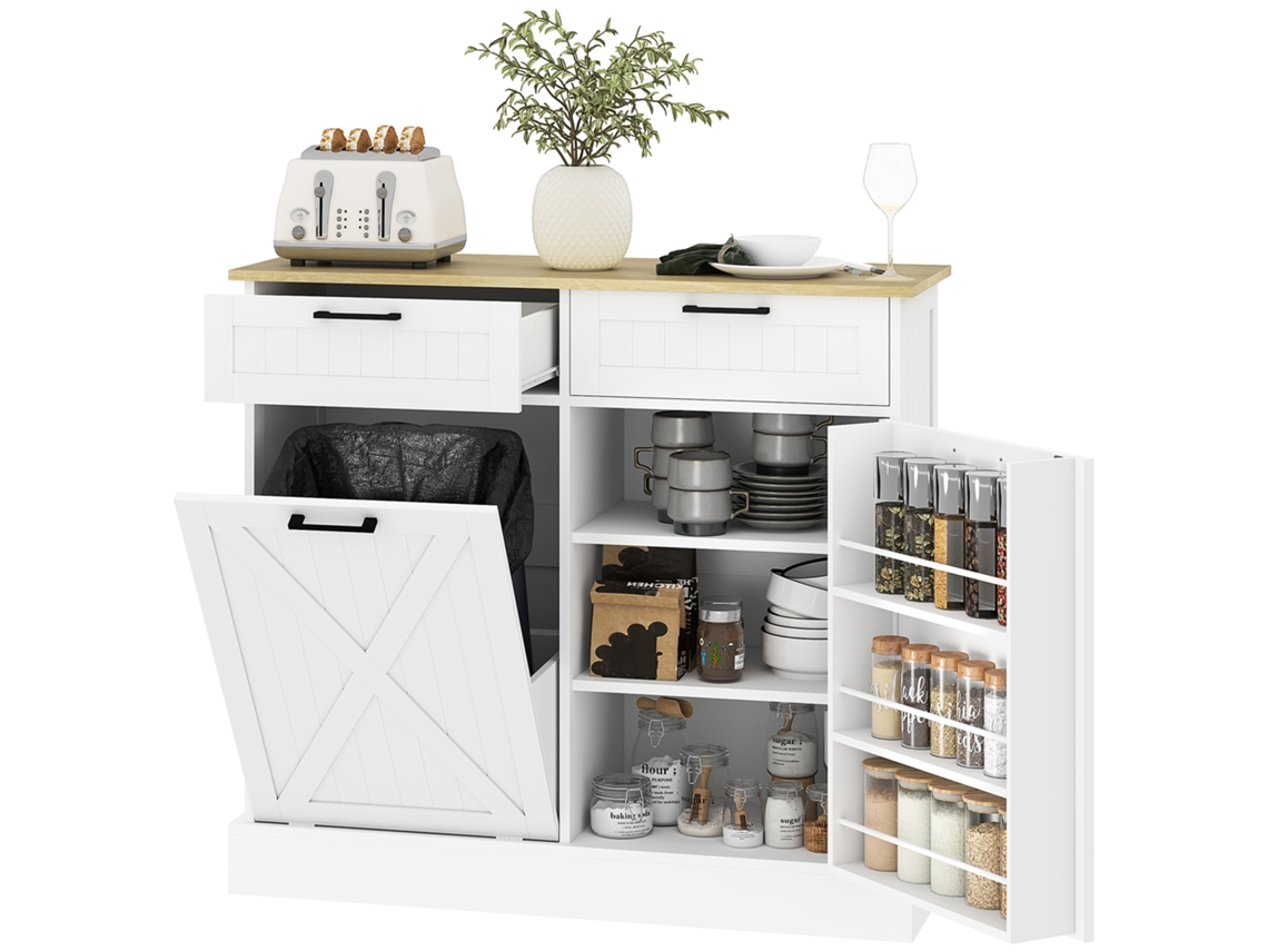 Buffet de cozinha com lixeira 38l e prateleiras BTFORUS