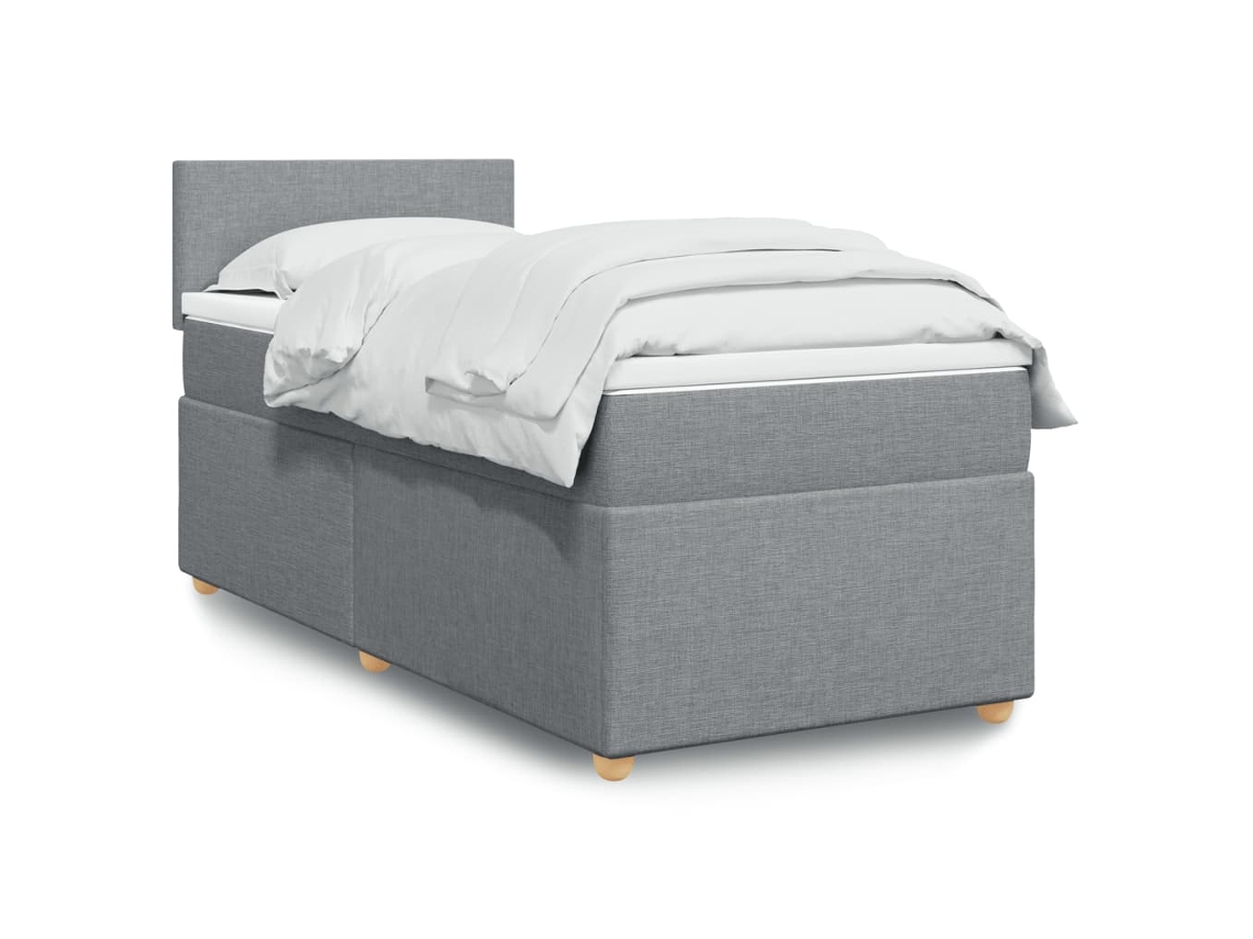 Vidaxl Cama Com Molas/colchão 90x200 Cm Tecido Cinza-claro