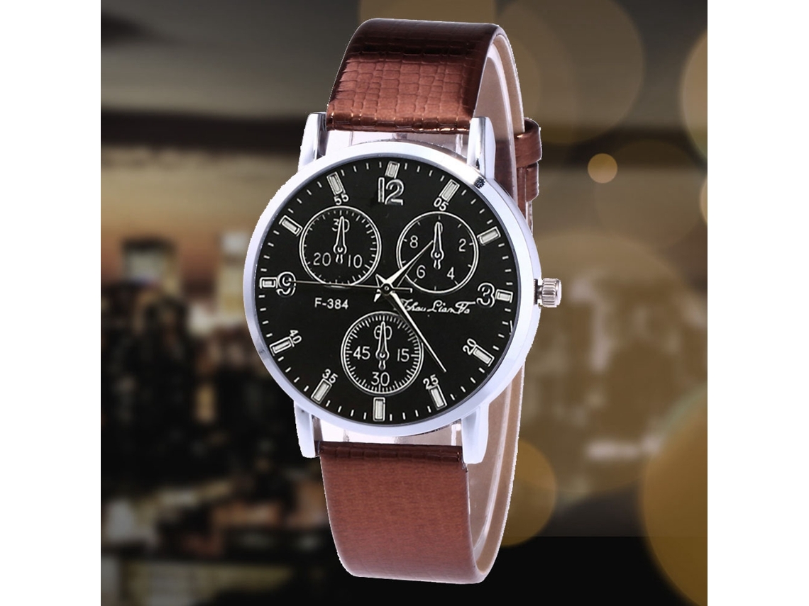 Reloj De Cuarzo Con Correa De Cuero Pu Zhoulianfa Para Pareja Casual Dial Redondo Simple Café
