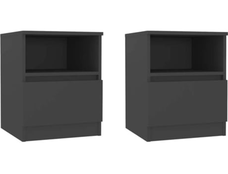 Mesas de cabeceira 2 pcs 40x40x50 cm contraplacado cinzento