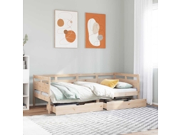 Sofá-cama com gavetas 90x190 cm madeira de pinho maciça