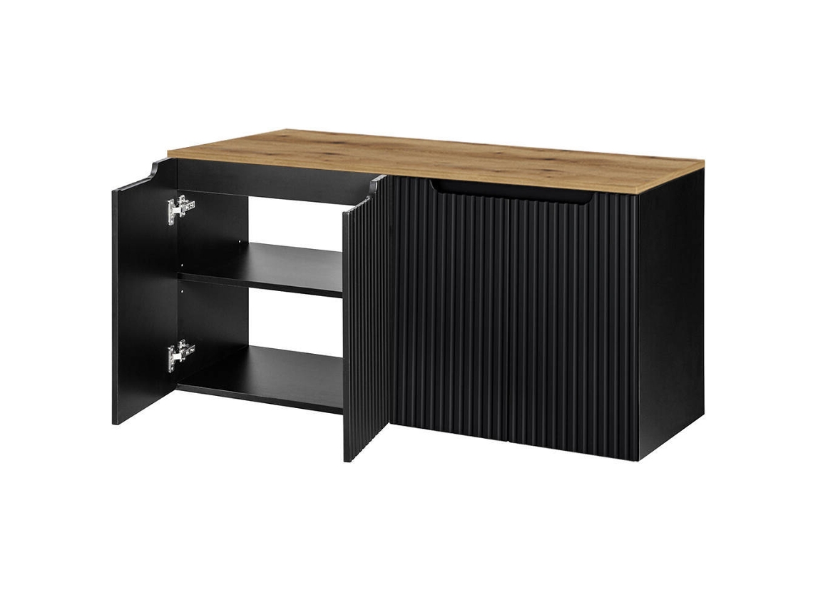 Móvel de casa de banho para lavatório Newport com 4 portas 120x60x40 cm - Efeito preto/carvalho [EN.CASA]