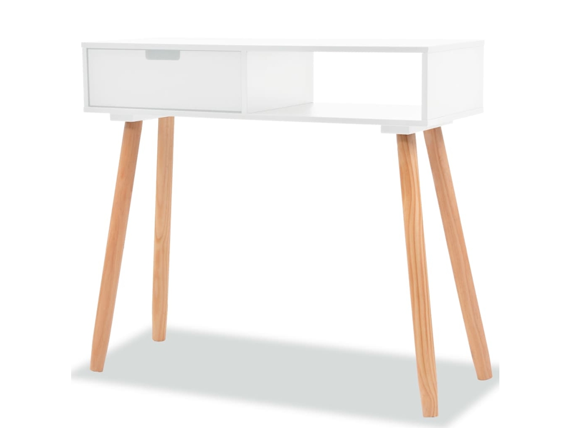 Vidaxl Mesa Consola De Pinho Maciço 80x30x72 Cm Branco
