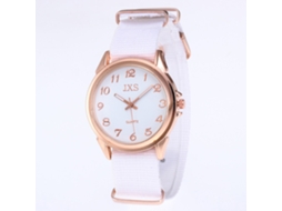 Reloj De Pulsera De Cuarzo Con Dial Redondo Y Correa De Nailon Para Hombre Y Mujer (blanco)